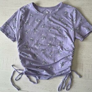 Hollister Lavender Floral Ruched Baby Tee